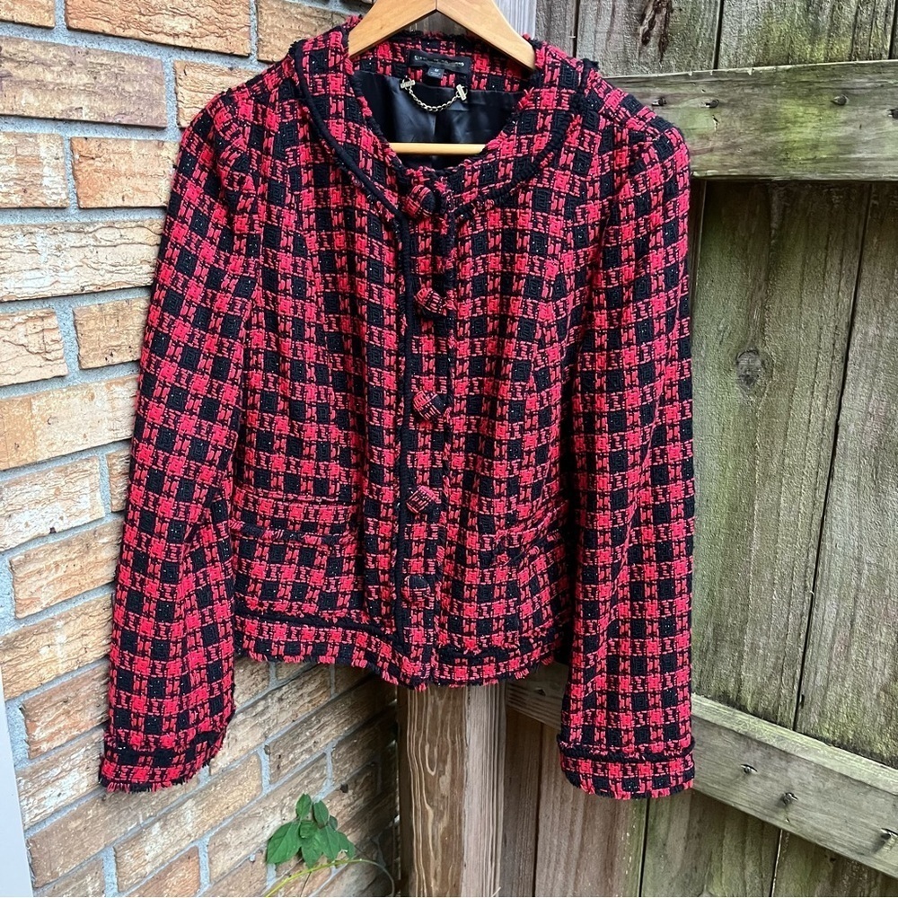 Express Red and Black Tweed Blazer
